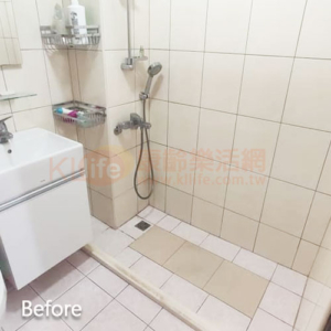 居家無障礙修繕工程改善內容：無障礙開門浴缸安裝前後對照