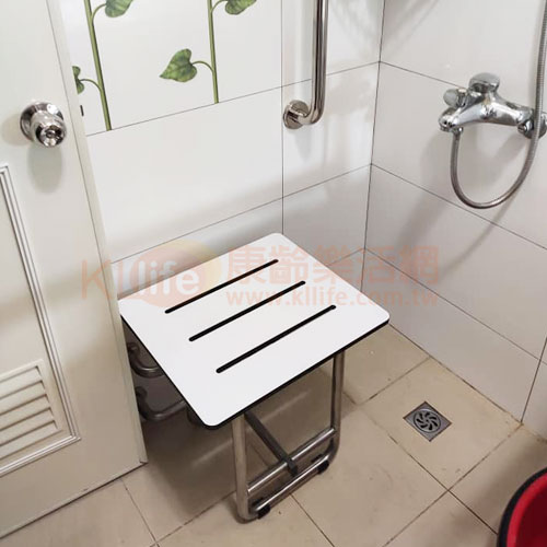 不鏽鋼浴室配件-不鏽鋼浴淋椅/摺疊淋浴椅/不鏽鋼洗澡椅客戶安裝實例